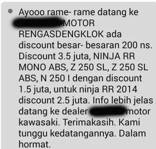 Menarik…disaat dealer lain upping price Ninja 150 2 tak, dealer ini malah beri diskon hingga 2,5 juta !. Wi…