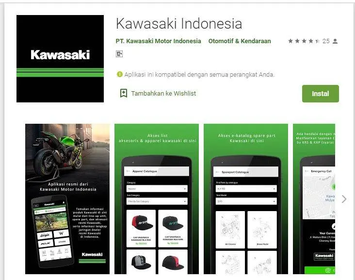 Kawasaki rilis aplikasi pintar, juozz bisa lihat sparepart euy