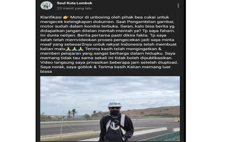 Kontroversi unboxing Ducati WSBK Mandalika, sudah…stop hujat pelaku