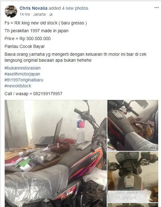 Makin kenthir, Yamaha RX-King rakitan 1997 ini dijual seharga 300 juta