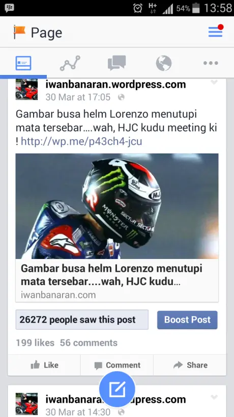 Postingan insiden melorotnya busa helm Lorenzo menjadi hot topic…!!